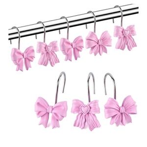 Pink Bow Shower Curtain Hooks
